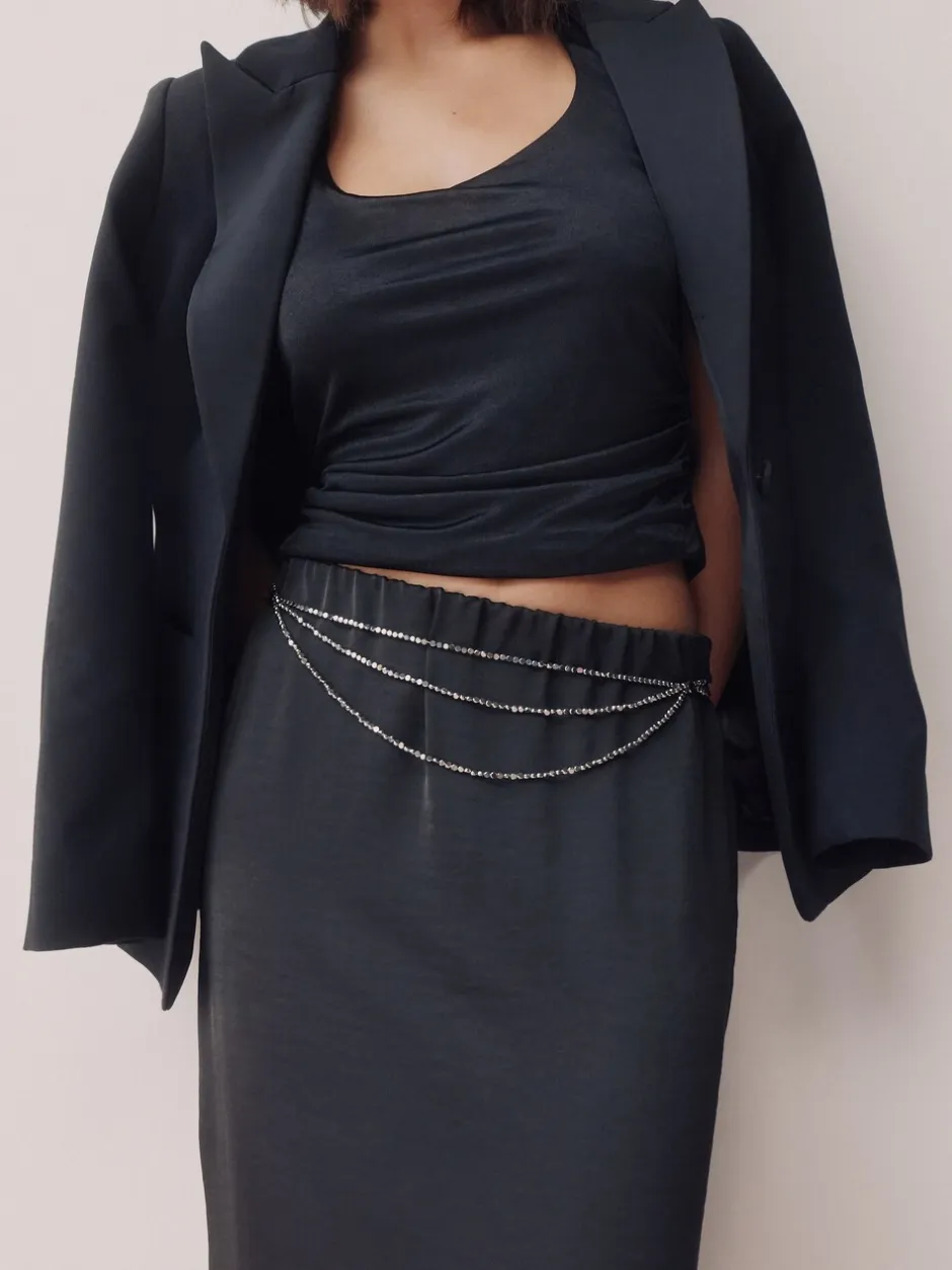 Ceintuurs*Next - Metallic Skinny Tiered Beaded Belt Zilver