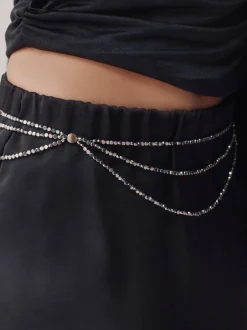 Ceintuurs*Next - Metallic Skinny Tiered Beaded Belt Zilver