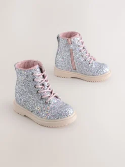 Boots*Next - Enkellaarzen met vetersluiting Zilverglitter