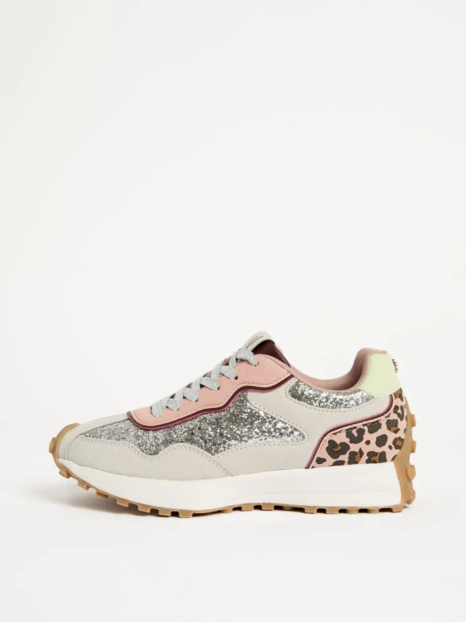 Sneakers*Love & Roses - - Retro comfortabele joggingsneakers van gemengd materiaal Zilverglitter