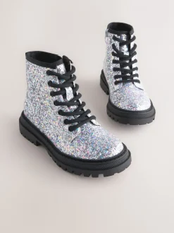 Boots*Next Zilverglitter - Warmgevoerde enkellaarzen met veters