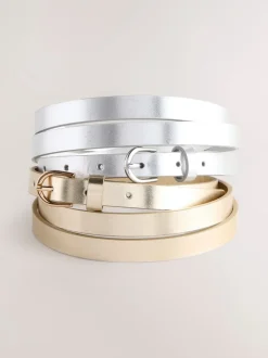 Ceintuurs|Next - PU Skinny Riemen 2 Pakket zilver/goud