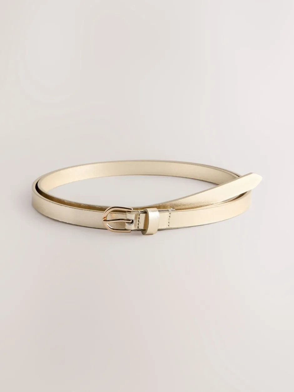 Ceintuurs|Next - PU Skinny Riemen 2 Pakket zilver/goud