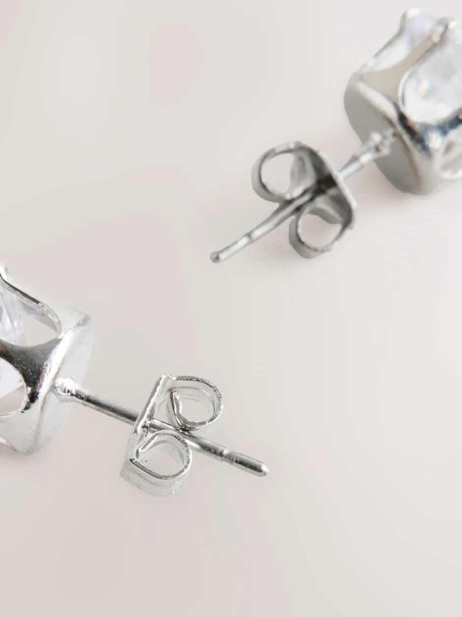 Sieraden|Next - Grote oorknopjes met zirkonia Zilverkleurig