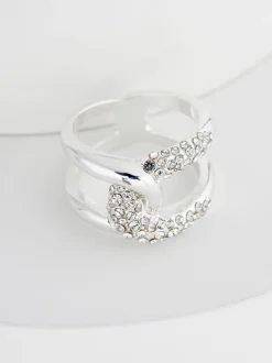 Sieraden*Next - Interlink Sparkle Ring Zilverkleurig