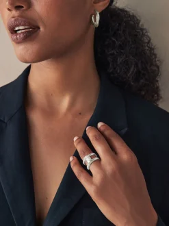 Sieraden*Next - Interlink Sparkle Ring Zilverkleurig