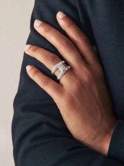 Sieraden*Next - Interlink Sparkle Ring Zilverkleurig