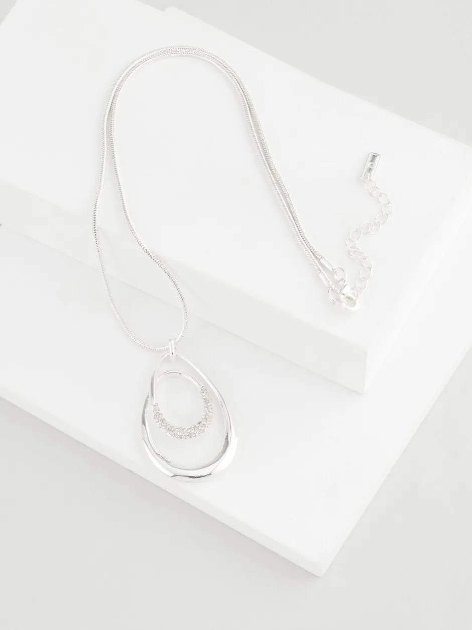 Sieraden*Next - Ketting met ovale gedraaide hanger Zilverkleurig