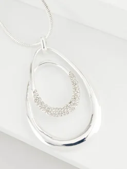 Sieraden*Next - Ketting met ovale gedraaide hanger Zilverkleurig