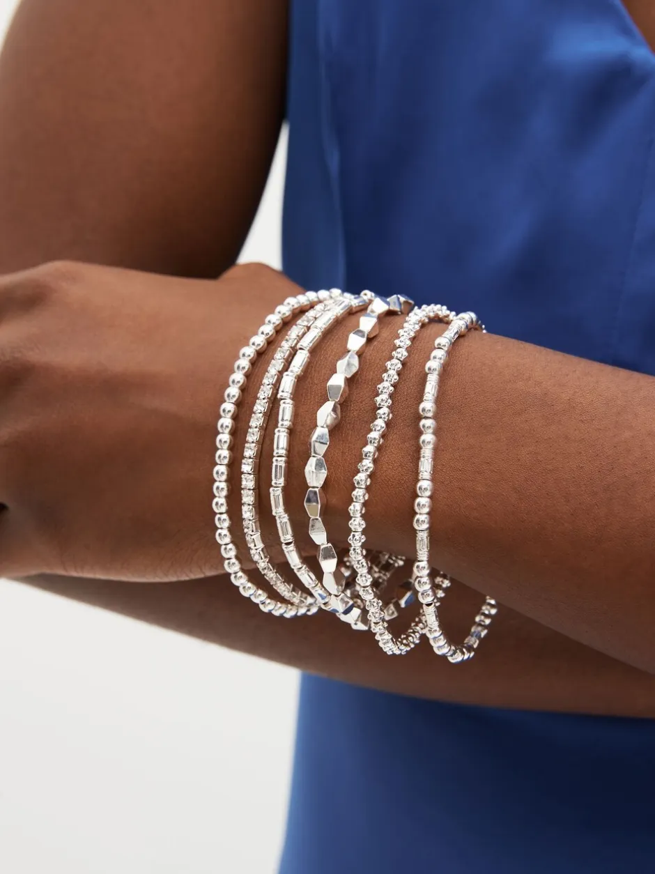 Sieraden|Next - Set van glinsterende rekbare armbanden Zilverkleurig