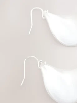 Sieraden|Next - Wave Petal Drop Earrings Zilverkleurig