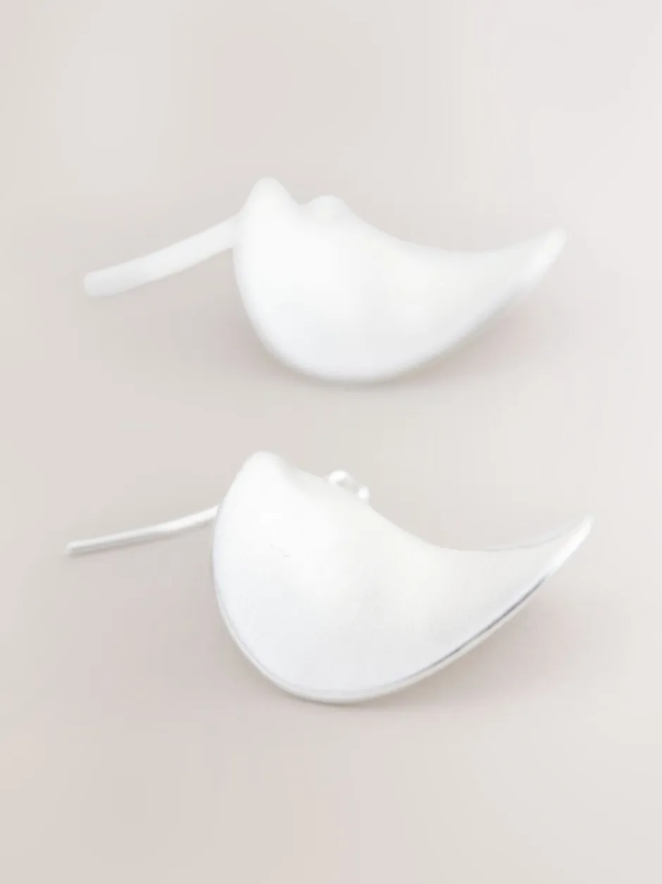 Sieraden|Next - Wave Petal Drop Earrings Zilverkleurig