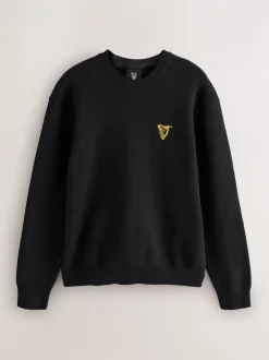 Gebreide Kleding|Next Zwart - 100% Cotton Guinness License Graphic Crew Neck Jumper
