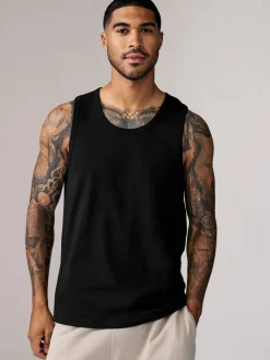 T-Shirts En Hemden*Next - 100% Cotton Vests 4 Pack Zwart