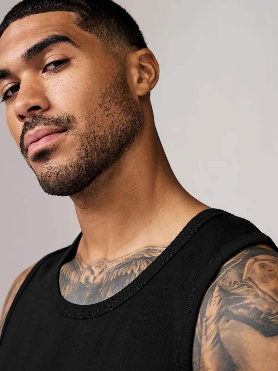 T-Shirts En Hemden*Next - 100% Cotton Vests 4 Pack Zwart
