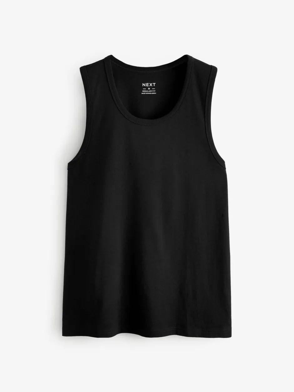 T-Shirts En Hemden*Next - 100% Cotton Vests 4 Pack Zwart