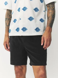 Shorts|Next - 100% katoenen corduroy shorts met trekkoord Zwart