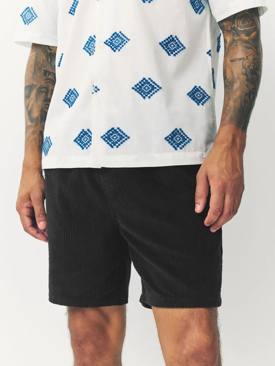 Shorts|Next - 100% katoenen corduroy shorts met trekkoord Zwart