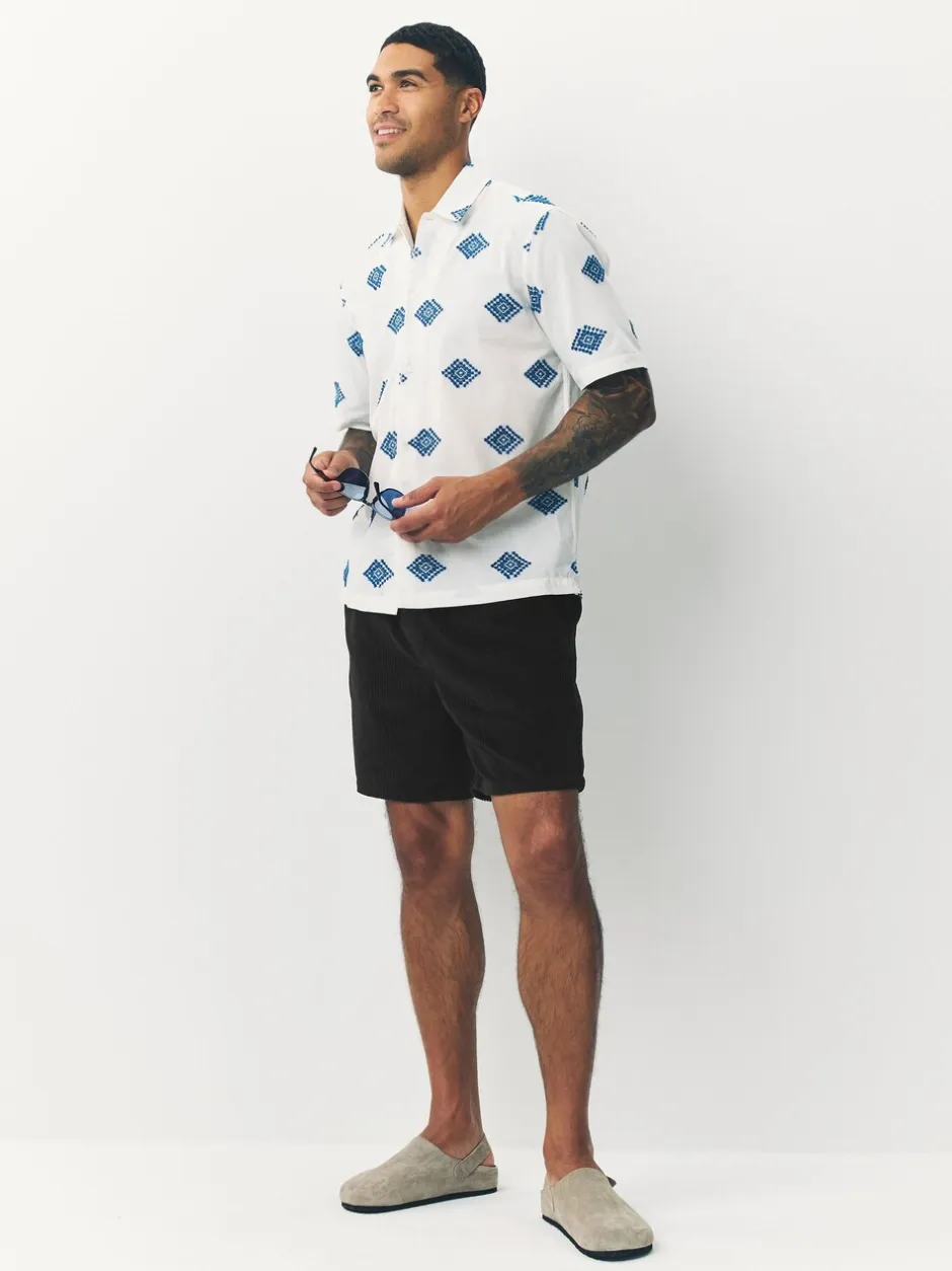 Shorts|Next - 100% katoenen corduroy shorts met trekkoord Zwart