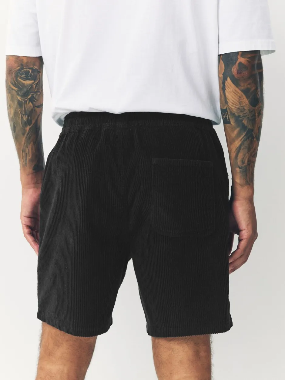 Shorts|Next - 100% katoenen corduroy shorts met trekkoord Zwart