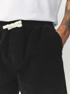 Shorts|Next - 100% katoenen corduroy shorts met trekkoord Zwart