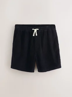 Shorts|Next - 100% katoenen corduroy shorts met trekkoord Zwart