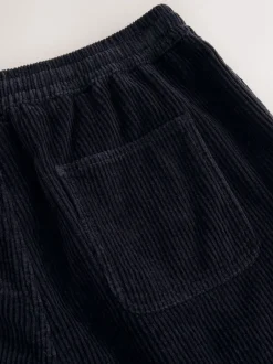 Shorts|Next - 100% katoenen corduroy shorts met trekkoord Zwart