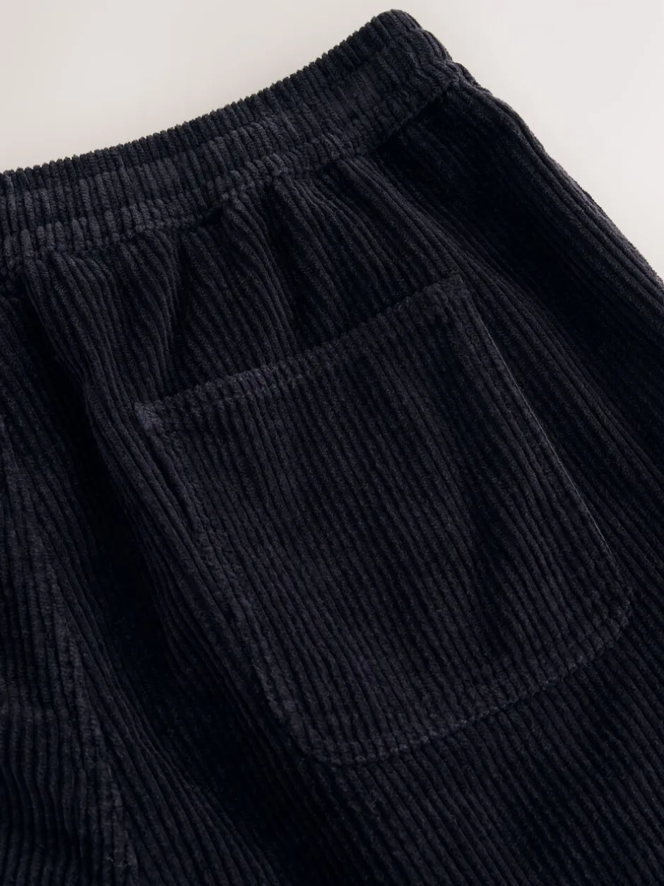 Shorts|Next - 100% katoenen corduroy shorts met trekkoord Zwart