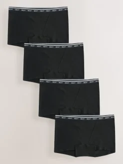Onderbroeken|Next - 4 Katoenen slipjes met logotailleband Zwart