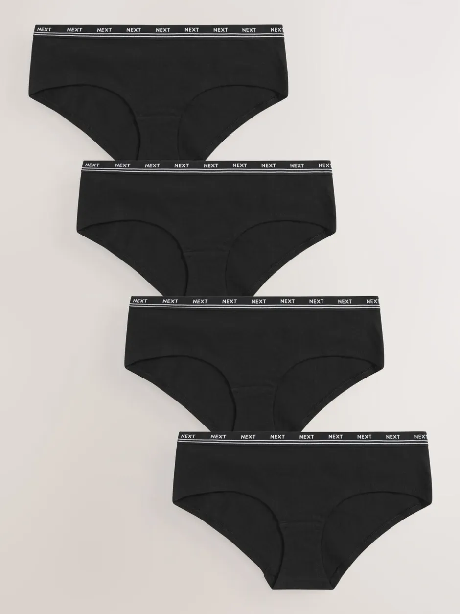 Onderbroeken*Next - 4 Katoenen slipjes met logotailleband Zwart