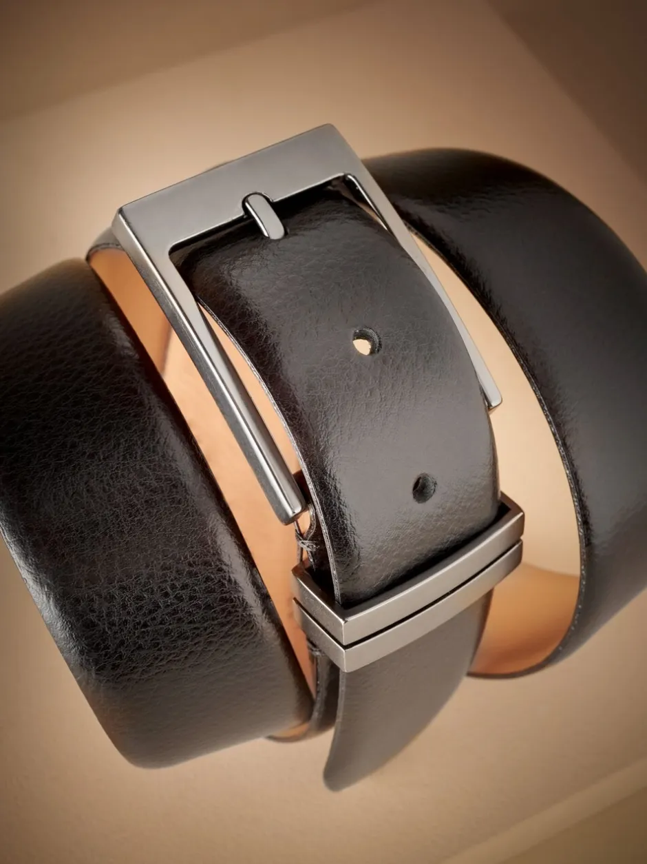 Riemen En Bretels|Next - 100% leather Signature Belt Zwart