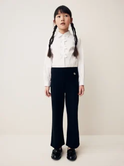 Schoolkleding*Next - 2 schoolbroeken met hoog aandeel katoen, stretchy, bootcut en elastische tailleband (3-17jr) Zwart