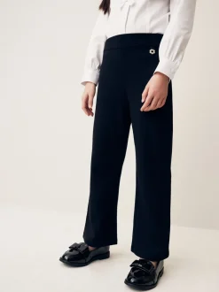 Schoolkleding*Next - 2 schoolbroeken met hoog aandeel katoen, stretchy, bootcut en elastische tailleband (3-17jr) Zwart