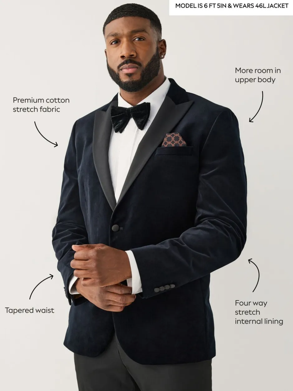 Smokings En Feestkleding|Blazers En Business-Jasjes*Next - Aansluitend - Motionflex stretchyfluwelen Blazer Zwart