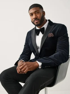 Smokings En Feestkleding|Blazers En Business-Jasjes*Next - Aansluitend - Motionflex stretchyfluwelen Blazer Zwart