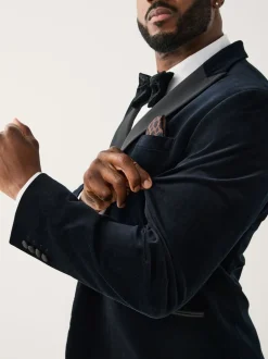 Smokings En Feestkleding|Blazers En Business-Jasjes*Next - Aansluitend - Motionflex stretchyfluwelen Blazer Zwart