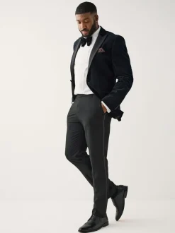 Smokings En Feestkleding*Next Zwart - Aansluitend - Motionflex Textured Tuxedo Trousers With Side Tape