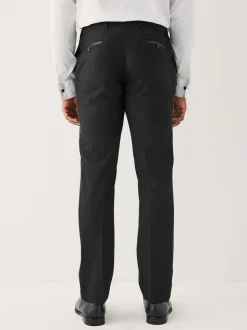 Smokings En Feestkleding*Next Zwart - Aansluitend - Motionflex Textured Tuxedo Trousers With Side Tape