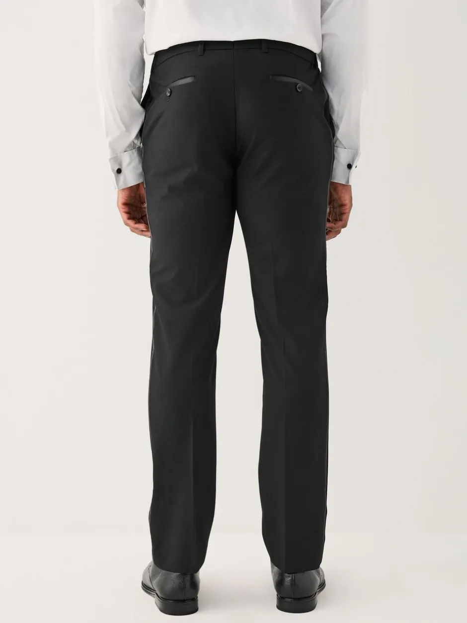 Smokings En Feestkleding*Next Zwart - Aansluitend - Motionflex Textured Tuxedo Trousers With Side Tape