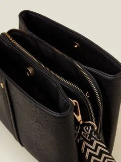 Tassen En Portemonnees|Accessorize - Faux Leather Webbing Strap Cross-Body Bag Zwart