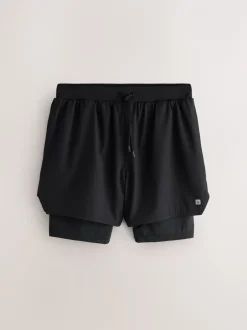 Shorts|Next Zwart - Active 2-In-1 Shorts 2 Pack