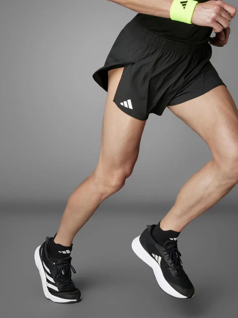 Shorts|adidas - Adizero Essentials hardloopshorts met split Zwart