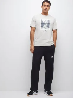 Joggingbroeken|adidas - Essentials Three Stripes Fleece Wide Leg Trousers Zwart
