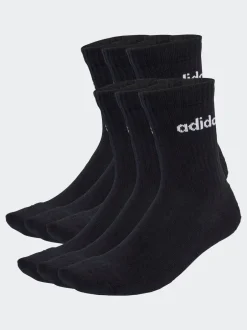 Sokken|Sokken*adidas - Linear Crew Sokken - Gevoerde Sokken 6 Paar Zwart