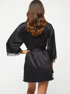 Badjassen|Ann Summers - Cherryann satijnen kimono Zwart