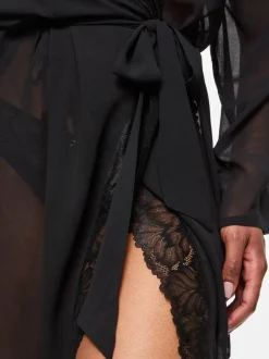 Badjassen|Ann Summers Zwart - The Promising Chiffon Robe