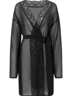 Badjassen|Ann Summers Zwart - The Promising Chiffon Robe