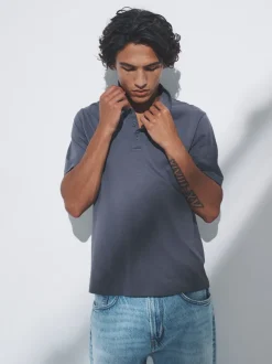 Poloshirts*The Set - 3 Pack Short Sleeve Cotton Jersey Polo Shirts Zwart / antraciet / gemêleerd grijs