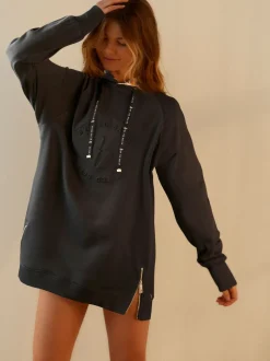 Loungewear|Hoody's En Sweatshirts|B by Ted Baker Zwart - Longline Hoodie