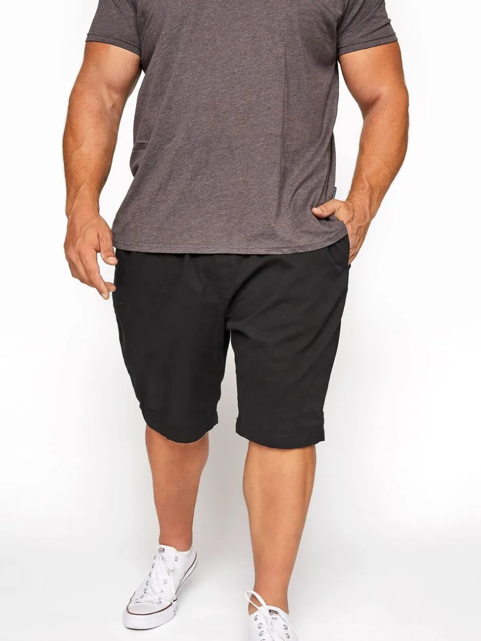 Shorts*BadRhino Big & Tall - Stretch Elasticated Waist Chinos Shorts Zwart
